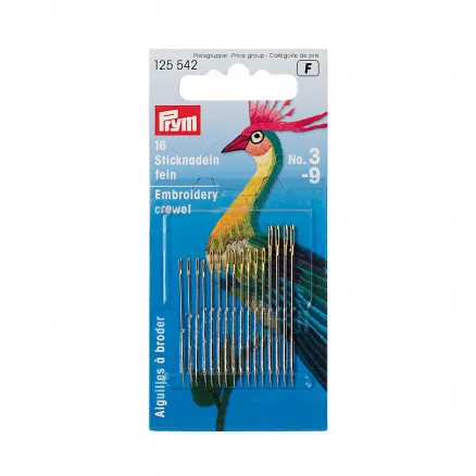 Prym Hímzőtűk Acél Ezüst 0,60x35mm Méret 9 - 16 db