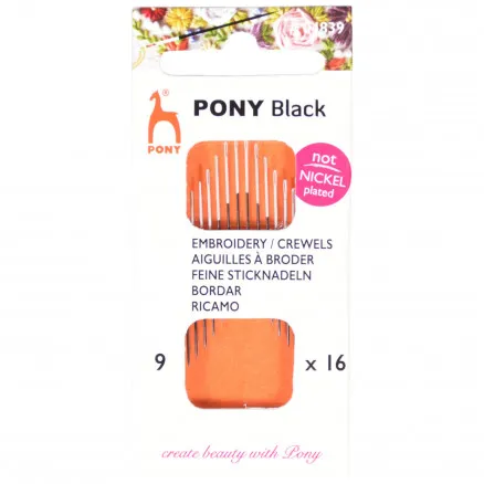 Pony Black hímzőtűk 9-es méret - 16 db
