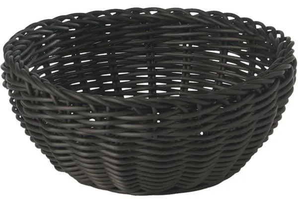 Kenyérkosár, kerek, fekete műanyag fonat, Ø20xH8 cm