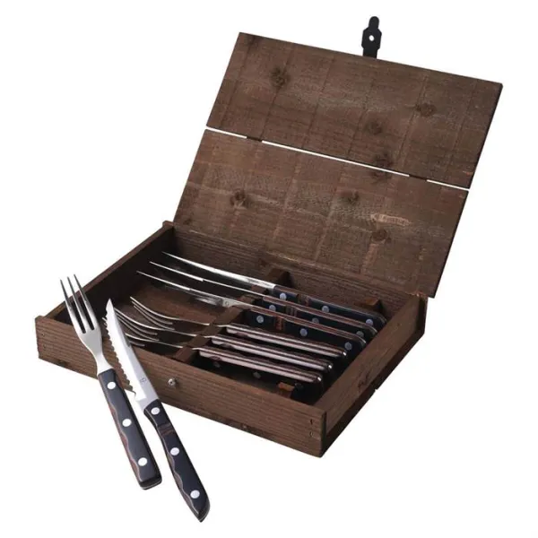 Gense Old farmer steak-/grill evőeszközkészlet 8 darab - Fa/acél