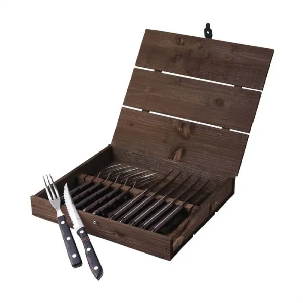 Gense Old Farmer steak-/grill evőeszköz készlet 12 darab - Fa/acél