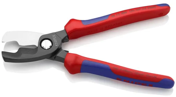 Knipex kábelvágó dupla éllel, barnított, többkomponensű fogantyúval, 200 mm