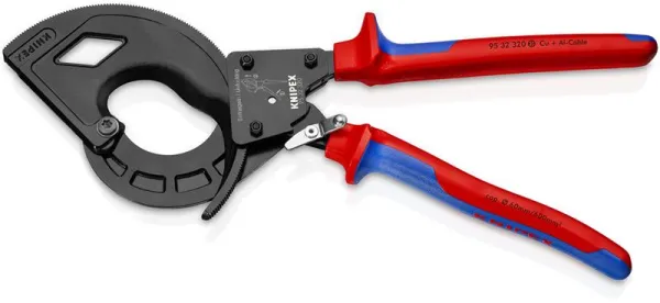 Knipex kábelvágó (racsnielv, 3 fokozatú) fekete atramentált, többkomponensű fogantyúval, 320 mm