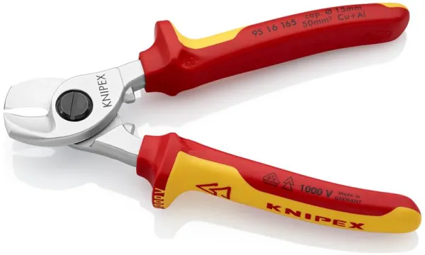 Knipex kábelvágó krómozott, VDE-jóváhagyott 165 mm