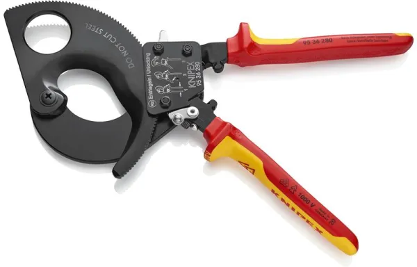 Knipex kábelvágó (racsnielv) fekete lakkozott, VDE-jóváhagyott 280 mm