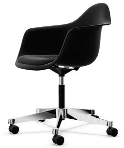 Vitra Eames Plastic PACC Irodai szék párnázott üléssel és forgó alappal Fekete/Mélyfekete