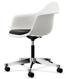 Vitra Eames Plastic PACC Irodai szék párnázott üléssel és fekete/fehér forgó alappal