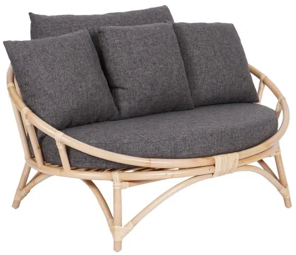 Muscat 2 személyes sötétszürke rattan kanapé 127x102x70cm