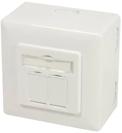 LogiLink NP0124 Cat.6A fali aljzat 2 x RJ45 árnyékolt, süllyesztett dobozzal, tiszta fehér